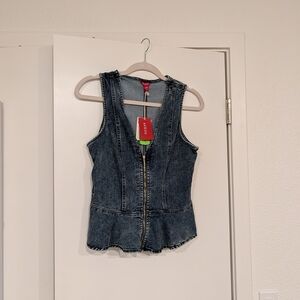 Guess Denim Zip-Up Top